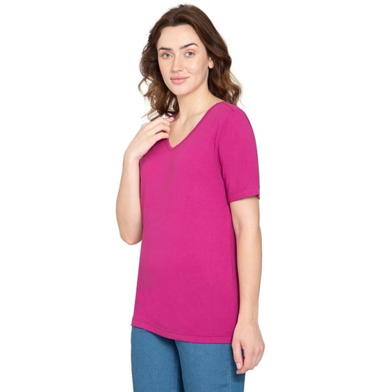 Turtle Bay New York Women’s Short Sleeve V-Neck Tee Shirt - Cotton Blend and Wrinkle Resistant