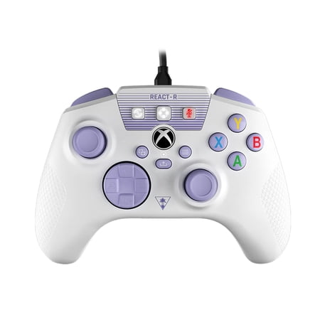 Turtle Beach® REACT-R™ Wired Game Controller with Game-Enhancing Audio Controls for Xbox Series X|S & PC, White/Purple