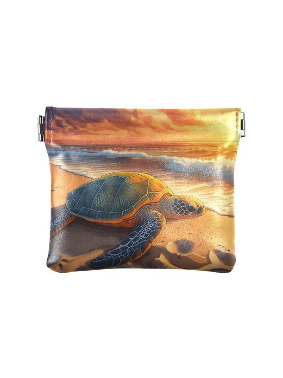 Turtle Beach Sunset Wallet Small PU Leather Change Pouch Wallet for Women