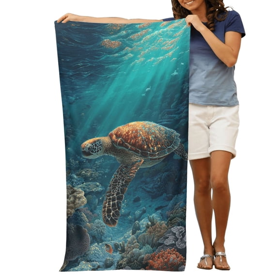 Turtle Beach Towel 32x52 Thin Microfiber Sand Free Quick Dry Absorbent Compact Towel For Swimming Pool Travel Vacation Essentials Large
