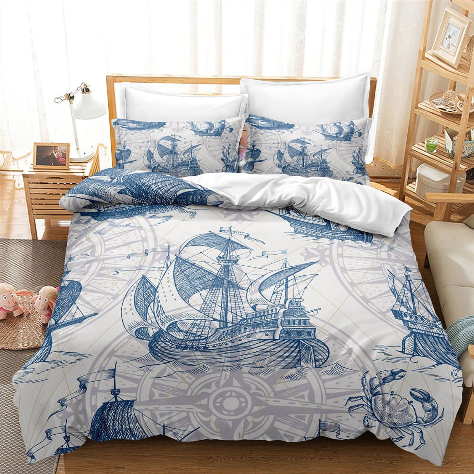 Turtle Bedding Set Nautical Coastal Bedding,Sea Turtle Comforter Cover