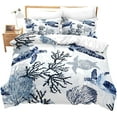 thumbnail image 1 of Turtle Bedding Set Twin Nautical Coastal Bedding,White Blue Sea Turtle Comforter Cover for Kids Boys Girls,Reptile Tortoise Duvet Cover Ocean Beach Theme Quilt Cover Kawaii Sea Animal Bedspread Cover, 1 of 5