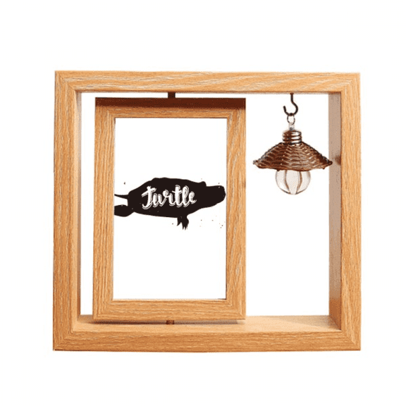 Turtle Black And White Animal Wooden Rotating Picture Photo Frame 4x6