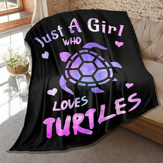 Turtle Blanket, Just Girl Loves Turtles Blankets Soft Plush Flannel Pet Throw Lightweight Air Conditioner Quilt for Kids Dogs Cat Couch Bed Sofa Room Decoration 40 in x 30 in Extra Small for Pets