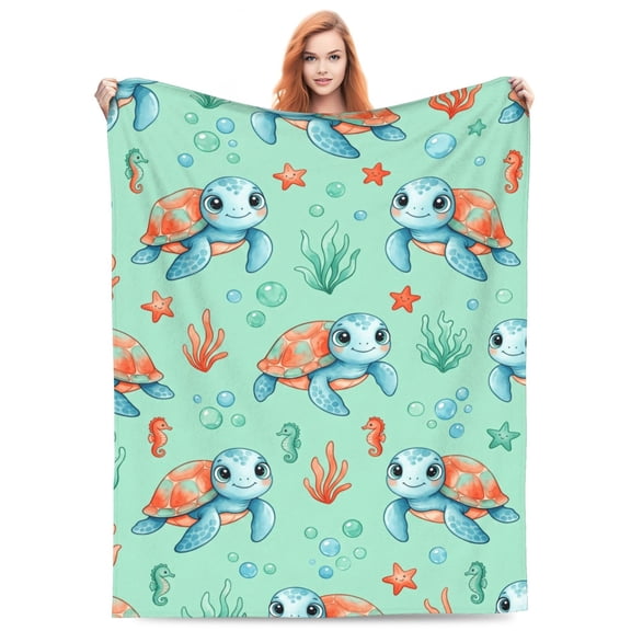 Turtle Blanket, Sea Turtle Gifts , Soft Blanket for Room Decor, Cozy Throw Blankets Christmas Birthday Gifts for Couch Bed 50x40