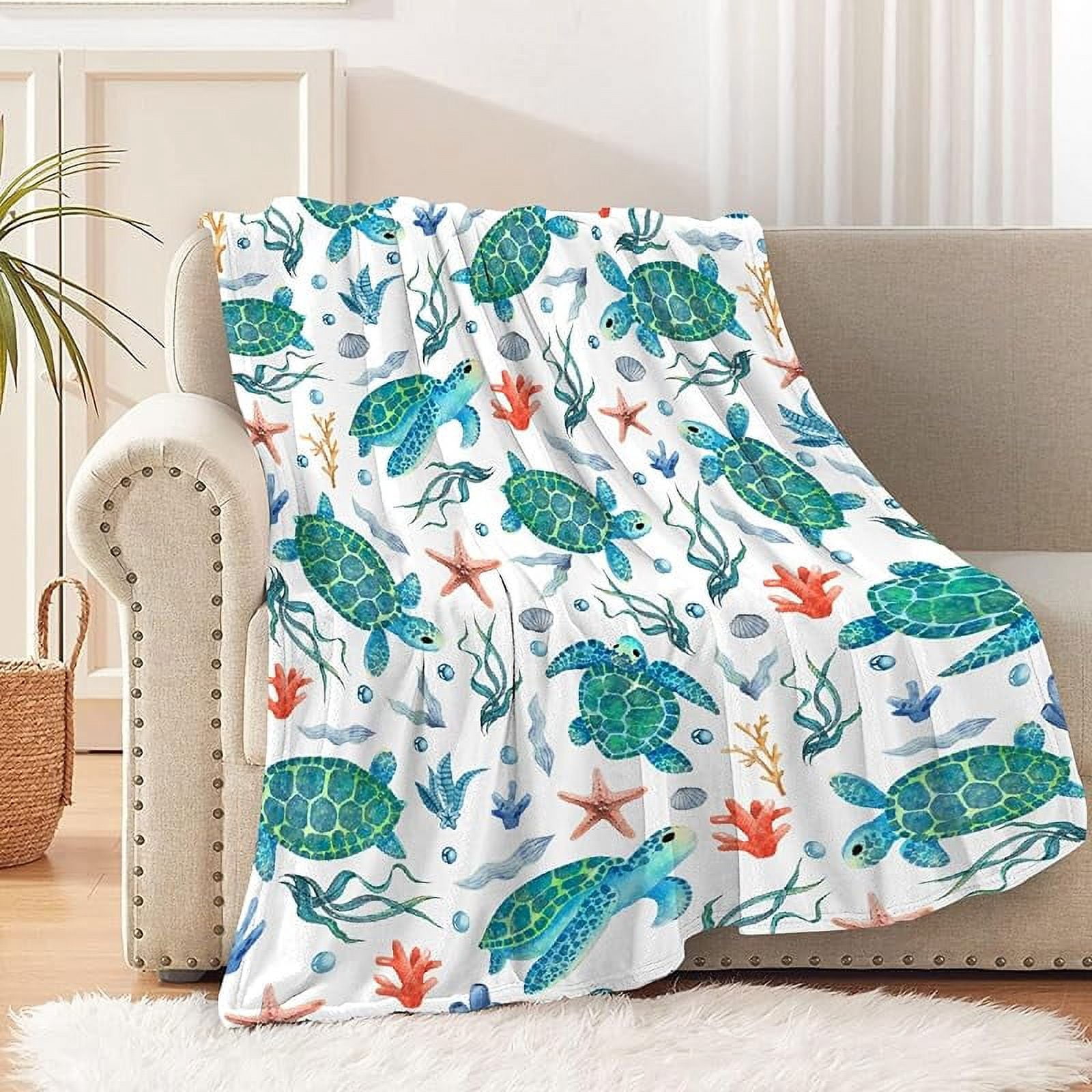 Turtle Blanket-Turtle Blanket for Boys, Girls Turtle Gift for Turtle Lovers-Cozy Soft Flannel Lightweight and Warm Used for Room Bed Camping