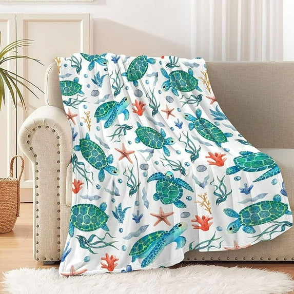 Turtle Blanket-Turtle Blanket for Boys, Girls Turtle Gift for Turtle Lovers-Cozy Soft Flannel Lightweight and Warm Used for Room Bed Camping