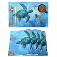 thumbnail image 1 of Turtle Blue Placemats Set of 4 Coastal Ocean Retro Starfish Sea Place Mats Indoor Wipeable Table Mats Washable Cloth Dining Table Placemats for Kitchen Holiday Party Home Decor 13x19 Inch, 1 of 9