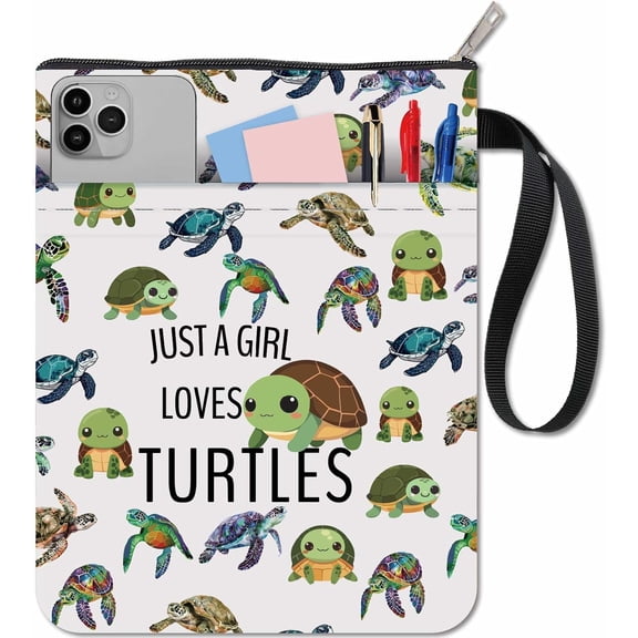 Turtle Book Covers Animal Book Sleeve Cloth Green Washable Ocean Sea Books Notebook Paperback Bag Protectors with Zipper and Extra Sleeve Pocket for Birthday Graduation Christmas Classmate Colorful
