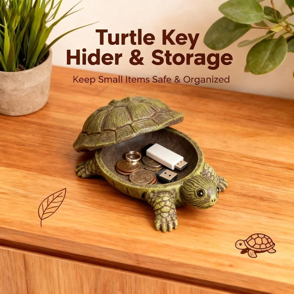 Turtle Box Key Hider for Outside, Waterproof Hide a Key Storage, Outdoor Key Hider for Garden Patio, Also Holds Trinkets, Resin, 1/2PC