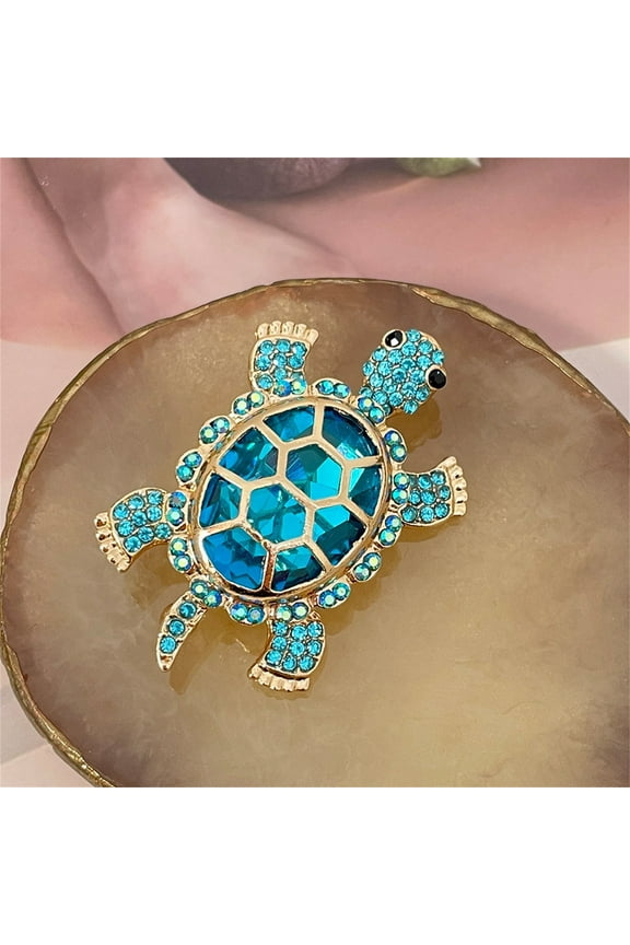 Turtle Brooch, Rvkxad Full Diamond Rhinestone Corsage Pin, Exquisite Personalized Brooch Pin for Women, Sparkling Statement Jewelry for Wedding Party Evening Outfit, Blue
