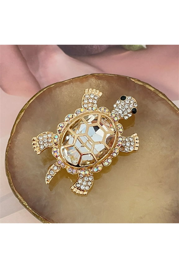 Turtle Brooch, Rvkxad Full Diamond Rhinestone Corsage Pin, Exquisite Personalized Brooch Pin for Women, Sparkling Statement Jewelry for Wedding Party Evening Outfit, White