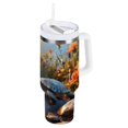Turtle Butterflies View Tumbler with Handle and Straw Insulated Travel