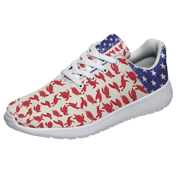 Turtle Celebrate Fourth Of July Independence Day Print Sneakers Lightweight Comfortable Running Shoes for Men Women White Size 3.5