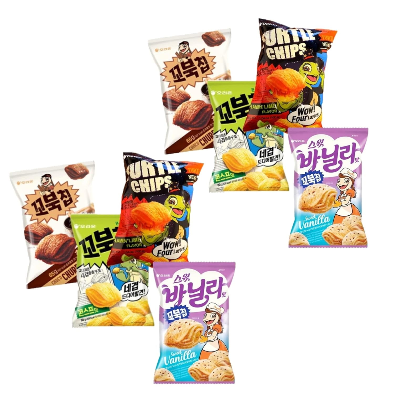 Turtle Chips Choco Churros/Original/Injulmi/Flamin' Lime Flavors Combo (8 COMBO (2/2/2/2