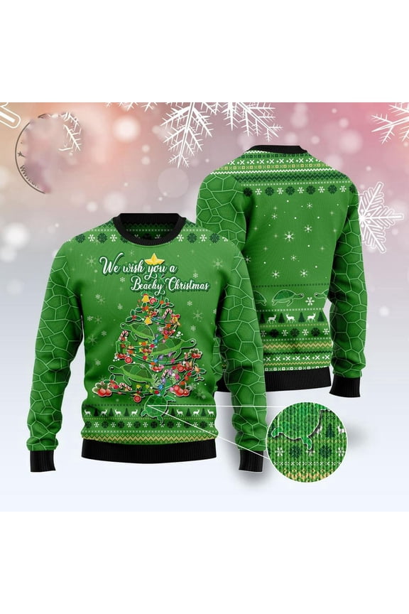 Turtle Christmas Tree Ugly Christmas Sweater, Xmas Tree Sweater, Christmas Sweater