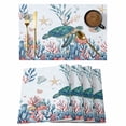 thumbnail image 1 of Turtle Coastal Placemats Set of 4, Summer Beach Ocean Shell Jellyfish Starfish Placemats for Dining Table, Place Mats for Kitchen Tabletop, Waterproof Wipeable Dining Table Mats Set, 1 of 9