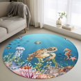 thumbnail image 1 of Turtle Coastal Round Area Rug 3Ft Washable Small Circle Rugs for Kitchen Entryway, Nautical Ocean Summer Beach Coral Octopus Non-Slip Carpet Floor Mats Indoor Outdoor Carpet Runner Home Decor, 1 of 8