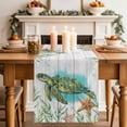 thumbnail image 1 of Turtle Coastal Table Runner, Ocean Starfish Seaweed Gray Wood Grain Cotton Linen Kitchen Table Decoration Washable Dining Tabletop Runners for Home Party Decor 13x36 Inches, 1 of 9