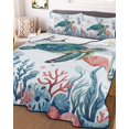 thumbnail image 1 of Turtle Coastal Twin Size Down Alternative Comforter,Lightweight Comforter Quilt Bedding Set with Pillow Shams Summer Beach Ocean Shell Jellyfish Starfish Bed Comforter Duvet Insert 68"x86", 1 of 7