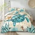 thumbnail image 1 of Turtle Comforter Set Ocean Themed Comforter Teal Blue Turtle Pattern Beach Comforter Soft Microfiber Bedding Sets Queen Size 4 Pieces Bedding, 1 of 9