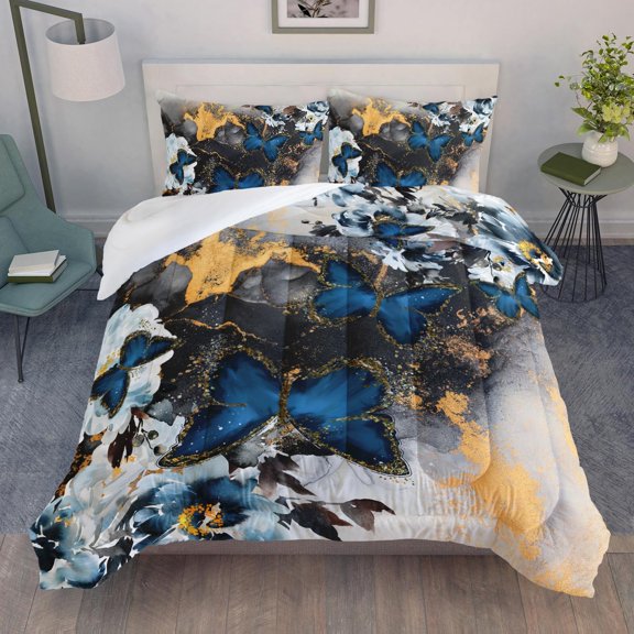 Turtle Comforter Set Ocean Watercolor Sea Turtle Bedding Set Tropical Fish Marine Life Bed Set Black with 2 Pillowcases for Kids Room r
