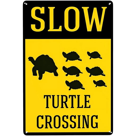 Turtle Crossing Street Sign - 8"x12" Slow Down Road Lawn Caution Security Sign, Wildlife Safety Decor for Home Shop Club Decoration