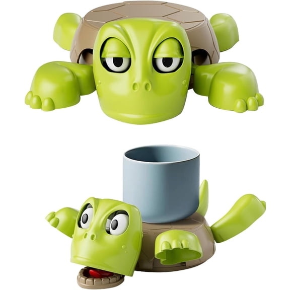 Turtle Cup Holder, 3D Printed Turtle Coaster with Funny Expression, Open Eyed When Put a Glass on Back Mug Mat for Car Desk