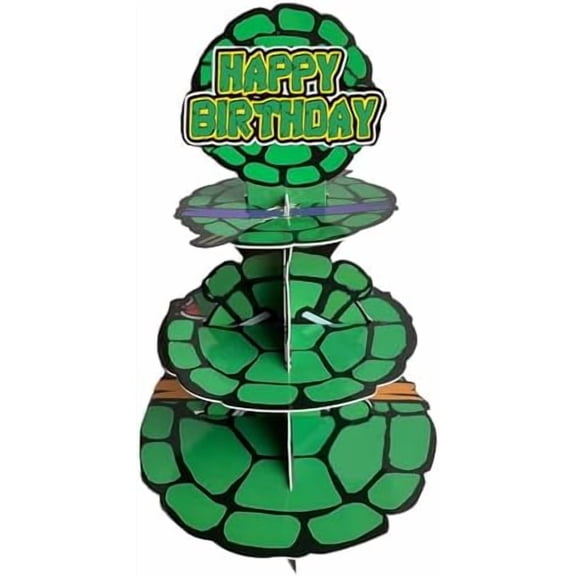 Turtle Cupcake Stand for Table Decorations Green 3-Tier Cupcake Stand for 24 Cupcakes Cartoon Kids Birthday Party Decorations Turtle Theme Party Supplies$$Home Decor, Kitchen, & Other