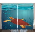 thumbnail image 1 of Turtle Curtains 2 Panels Set, Cartoon Illustration of a Coffee Color Tortoise with Air Bubbles Corals and Seaweeds, Window Drapes for Living Room Bedroom, 108W X 96L Inches, Multicolor, by Ambesonne, 1 of 3
