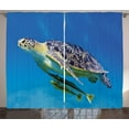 thumbnail image 1 of Ambesonne Turtle Curtains 2 Panel Set, Fishes Swimming Ocean, 108" x 108", Blue Yellow Brown, 1 of 2