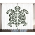 thumbnail image 1 of Ambesonne Tribal Curtains 2 Panel Set, Turtle Maori, 108" x 108", Black and White, 1 of 2