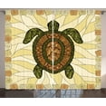 thumbnail image 1 of Ambesonne Boho Curtains 2 Panel Set, Turtle Zentangle Art, 108" x 108", Yellow Green Brown, 1 of 2
