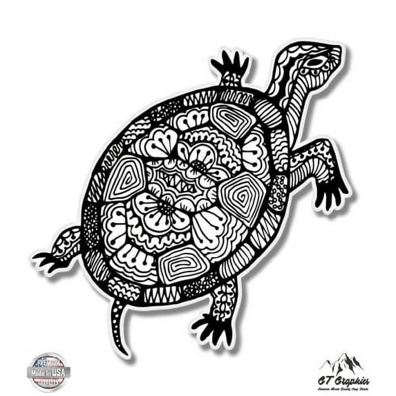 Turtle Cute Black - 12" Vinyl Sticker Waterproof Decal