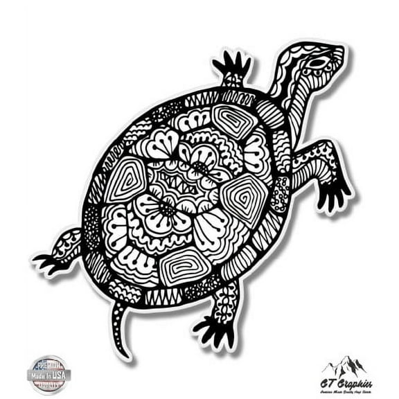 Turtle Cute Black - 3" Vinyl Sticker - For Car Laptop I-Pad Phone Helmet Hard Hat - Waterproof Decal