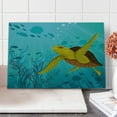 thumbnail image 1 of Turtle Cutting Board, Cartoon Animal Under the Sea Silhouettes of Fish Sun Rays Coral, Decorative Tempered Glass Cutting and Serving Board, Large Size, Turquoise Mustard Brown, by Ambesonne, 1 of 5