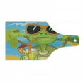 thumbnail image 1 of Turtle Cutting Board, Cool Sea Animal Sunglasses Drinking Cocktail at the Beach Cartoon, Decorative Tempered Glass Cutting and Serving Board, Wine Bottle Shape, Green Orange Pale Blue, by Ambesonne, 1 of 1