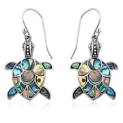 Shop LC Turtle Abalone Shell Dangle Earrings in 925 Sterling Silver