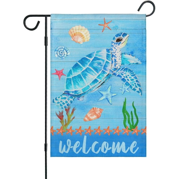 Turtle Days Garden Flag Small Sea Turtle Summer Beach Decorative Sign Vertical Double Sided for Outside Yard Lawn Porch Mailbox Decor 12.5x18 Inch¡­