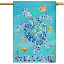 Turtle Days House Flag Large Sea Turtle Summer Beach Decorative Welcome Sign Vertical Double Sided for Outdoor Lawn Porch Farmhouse Decorations 28x40 Inch¡