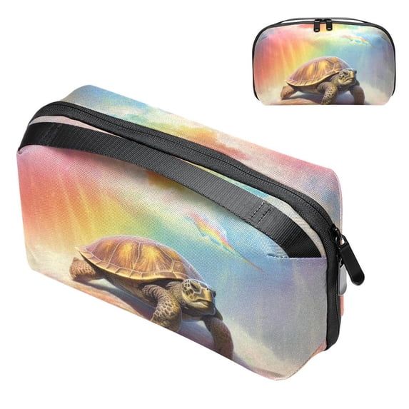 Turtle Digital Pouch with Oxford Cloth, Waterproof Travel Organizer and Charger Cable Storage Box, 5.9x9.44x3.14 in Digital Storage Bag Pouch
