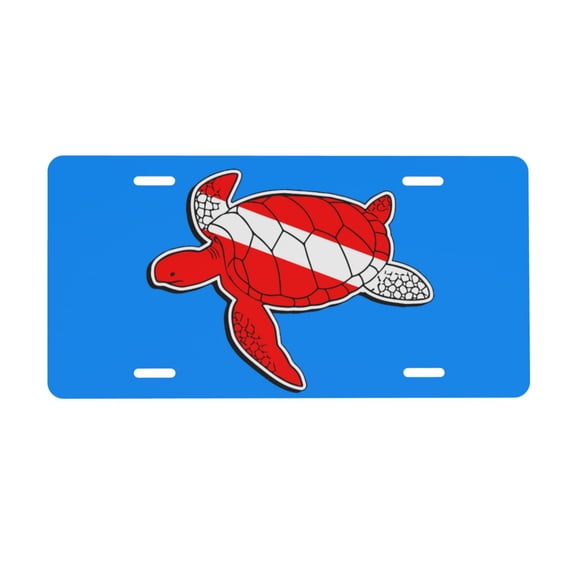 Turtle Dive Flag License Plate 6x12 Inch Thickening Aluminum Metal Decorative License Plates, Universal Fit For Trucks, Suvs, Vehicles