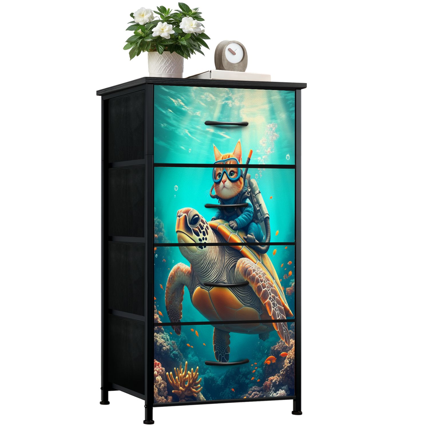 Turtle Dresser for Bedroom with 4 Storage Drawers Funny Turtle Marine ...