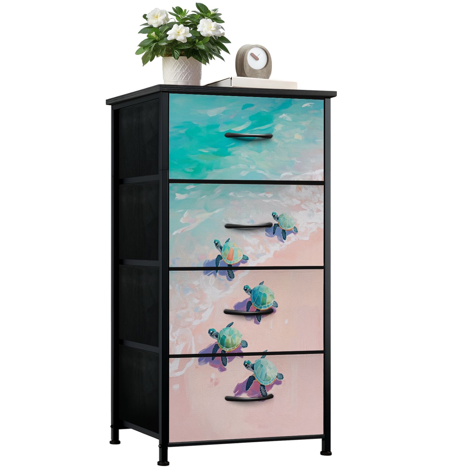 Turtle Dresser for Bedroom with 4 Storage Drawers Pastel Sea Turtle ...