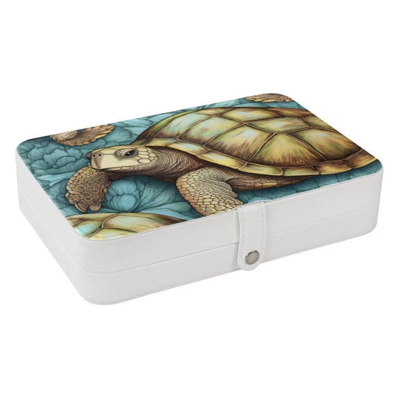 Turtle Earring Organizer Holder Jewelry Stand, PU Leather with Removable Compartment, Portable