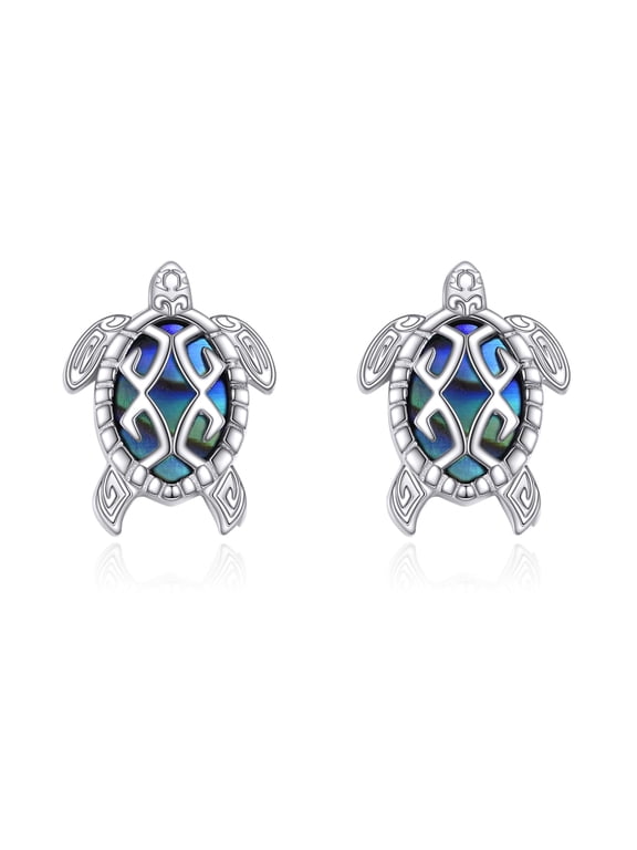 Turtle Earrings for Women Sterling Silver Sea Turtle Stud Earring Abalone Shell Ocean Jewelry Gifts Birthday for Wife Friends Women