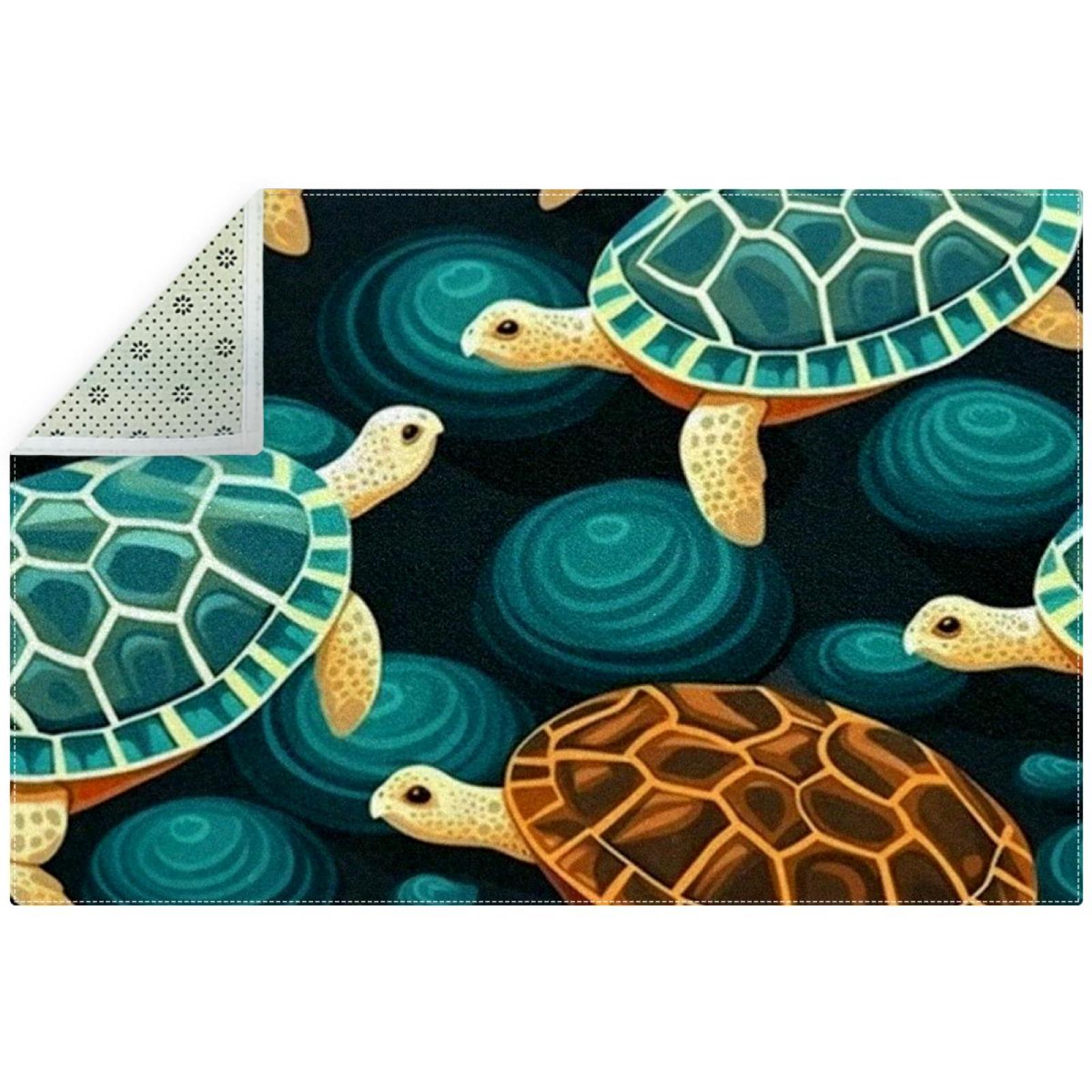 Baby Turtle Rug Turtle Elegant Gray Polyester Area Rug with Right-Angle Design for ...