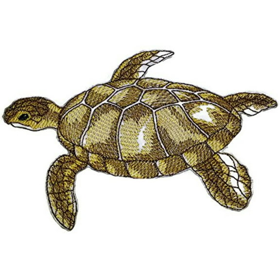 Turtle Embroidered Iron On/Sew patch [6" x4.5"]