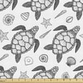 thumbnail image 1 of Ambesonne Turtle Fabric by the Yard Upholstery, Nautical Ocean Fauna, 1 Yard, Black and White, 1 of 4