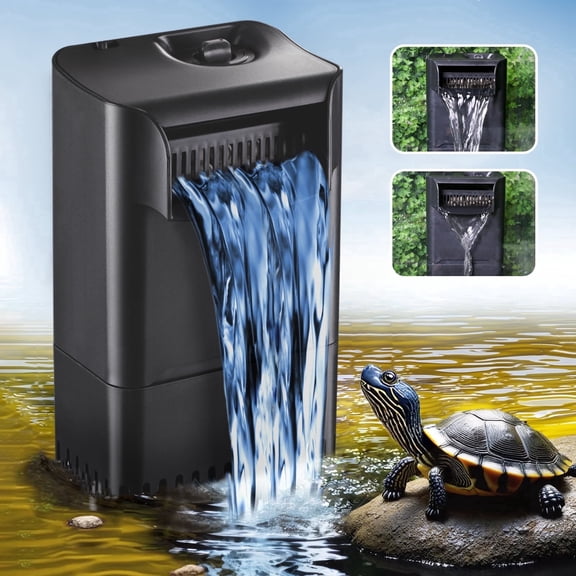 222GPH 10W Turtle Tank Filter Aquarium Filter Power Adjustable 10-40 Gal. Small Internal Filter 3-Stage Waterfall Bio-Filtration Quiet Low Water Level for Freshwater Saltwater Fish Tank Easy to Clean